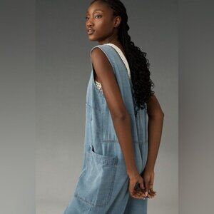 NWT Size XLP -Anthropologie 100% Cotton Zip-Front Wide-Leg Overalls(NWT US$ 168)